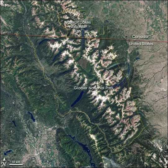 La carte Parc international de la paix Waterton-Glacier