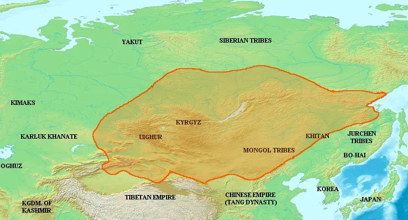 La carte Khaganat ouïghour