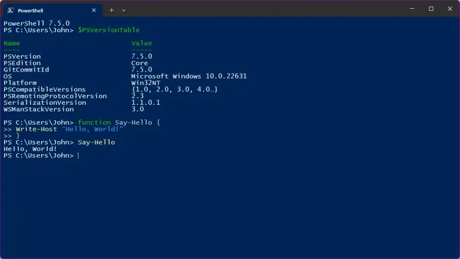 The PowerShell card