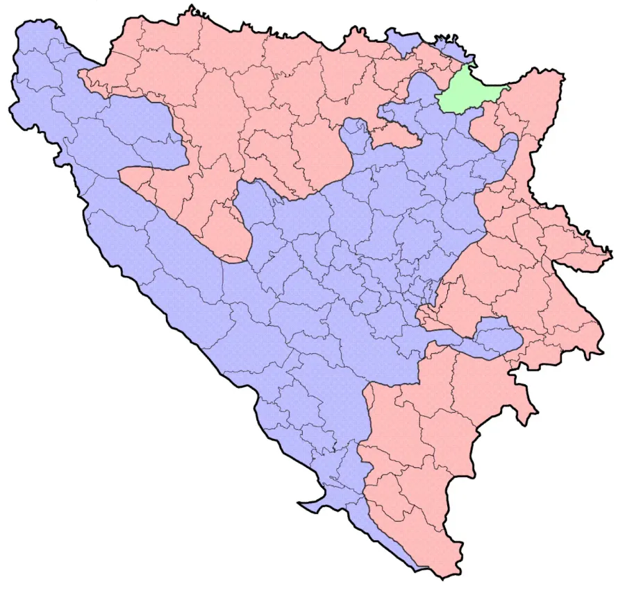La carte Subdivisions de Bosnie-Herzégovine