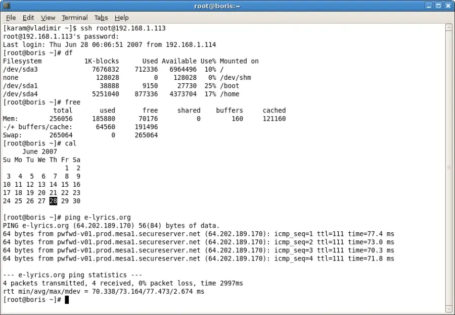 La carte OpenSSH