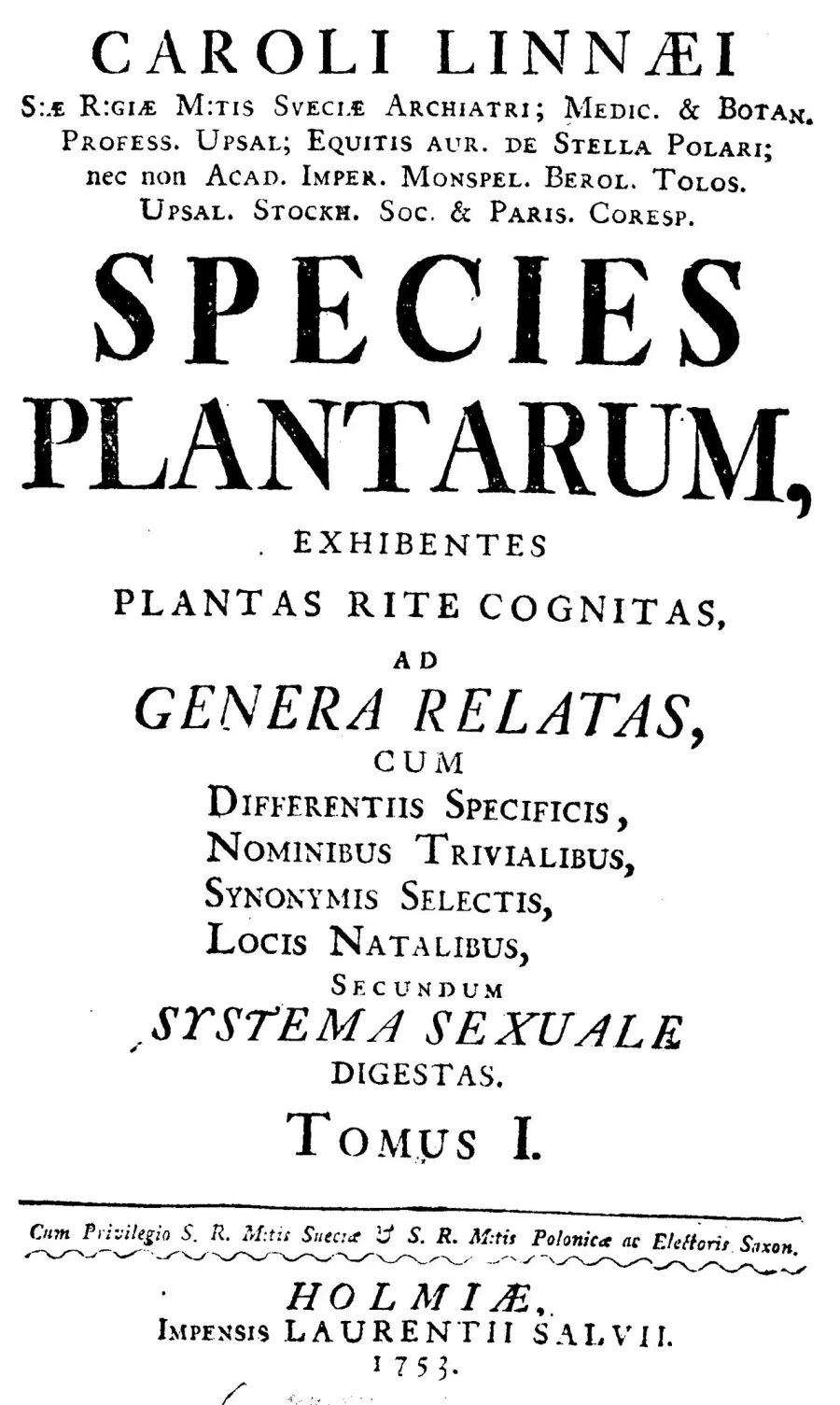 La carte Species plantarum
