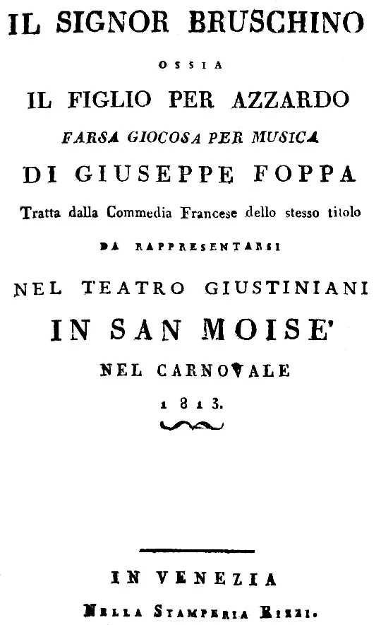 La carte Il signor Bruschino