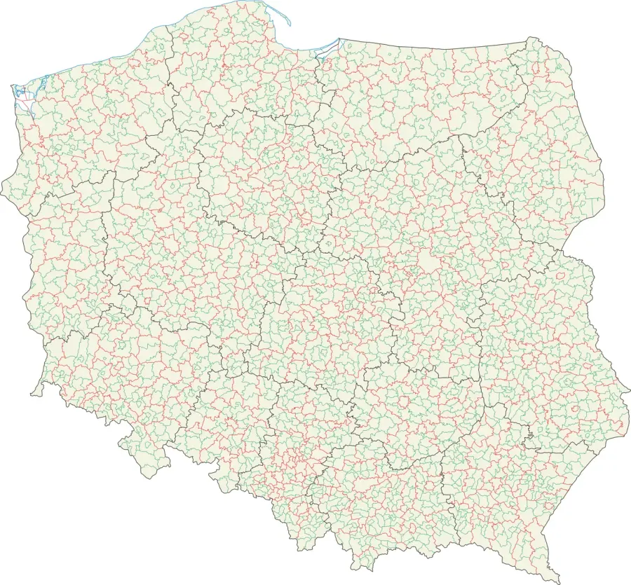The Administrative divisions of Poland card