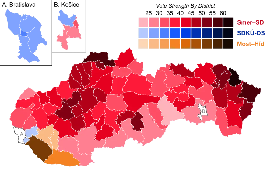 La carte Élections législatives slovaques de 2010