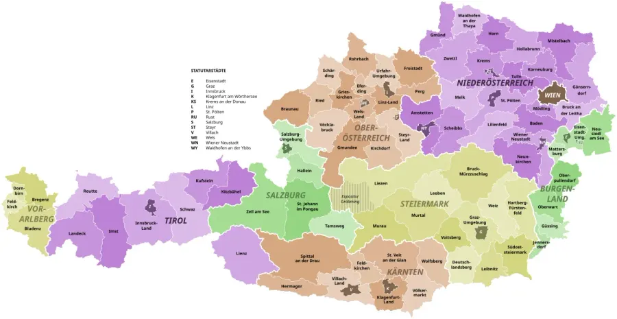 The Districts of Austria card