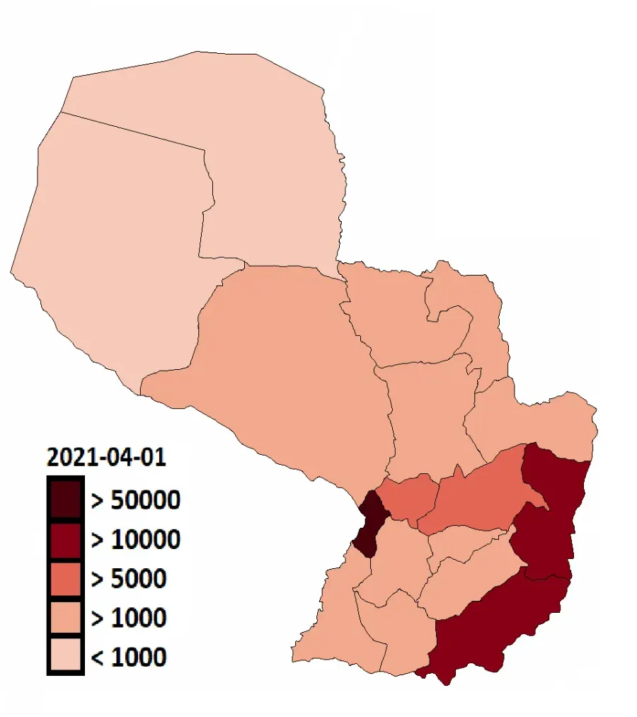 La carte Pandémie de Covid-19 au Paraguay