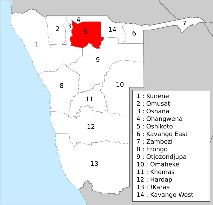La carte Oshikoto