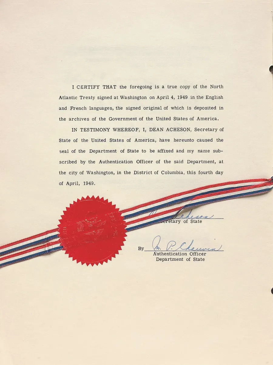 The North Atlantic Treaty card