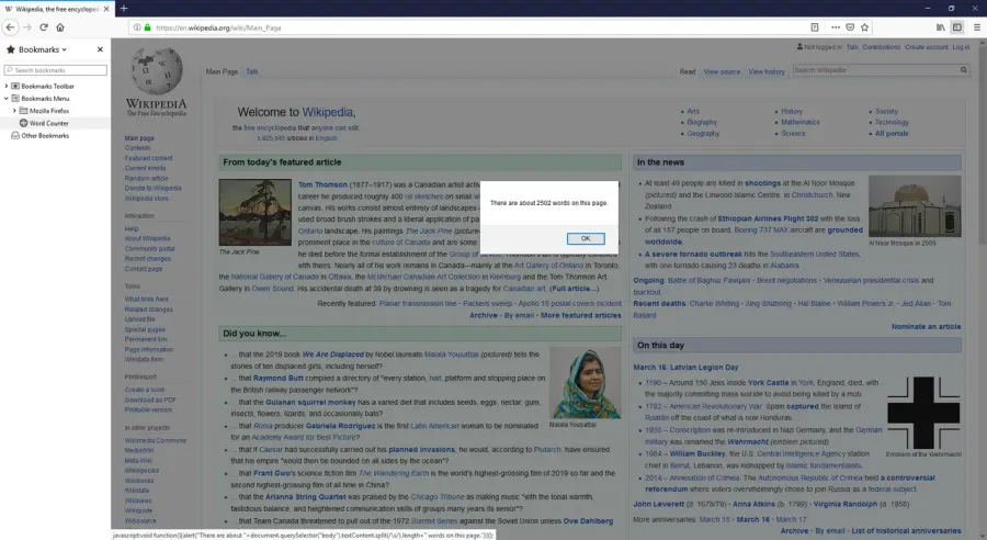 La carte Bookmarklet