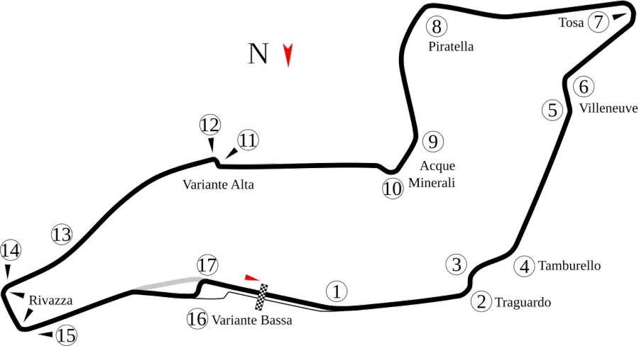 La carte Grand Prix automobile de Saint-Marin