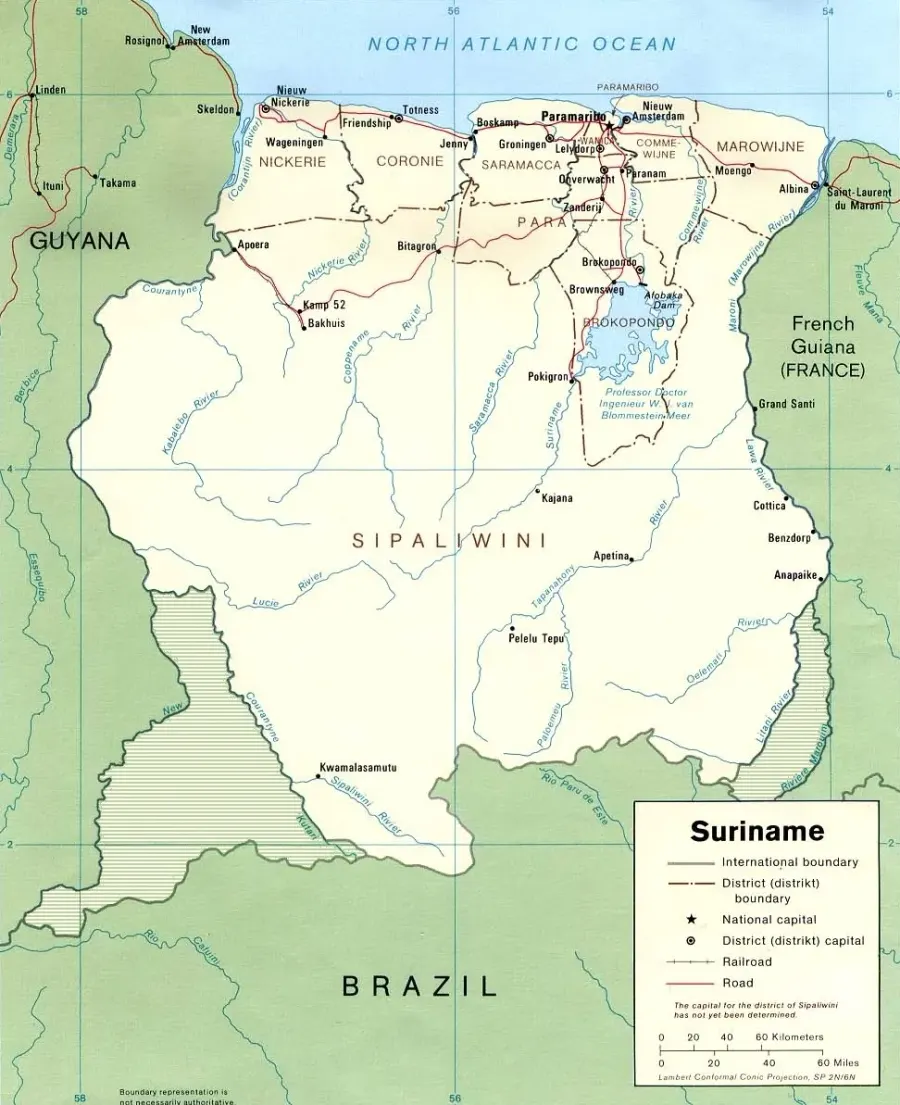 La carte Brokopondo