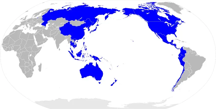 La carte Pourtour de l'océan Pacifique