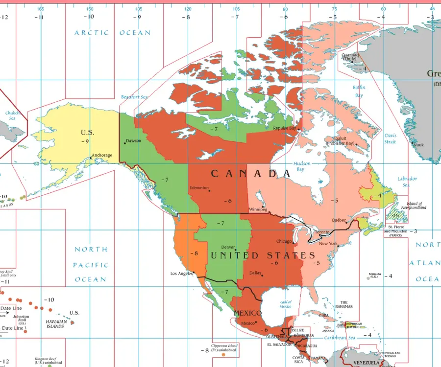 La carte Heure de l'Est