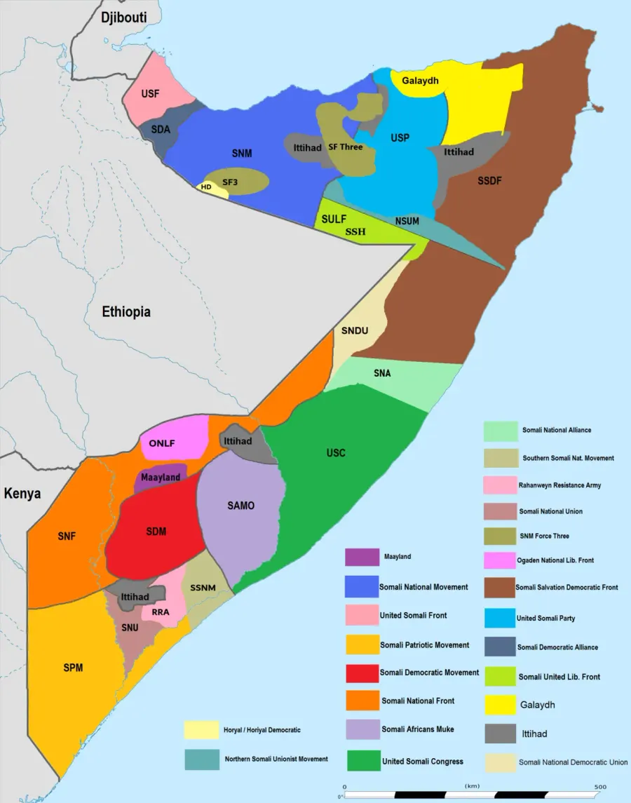 La carte Congrès de la Somalie unie