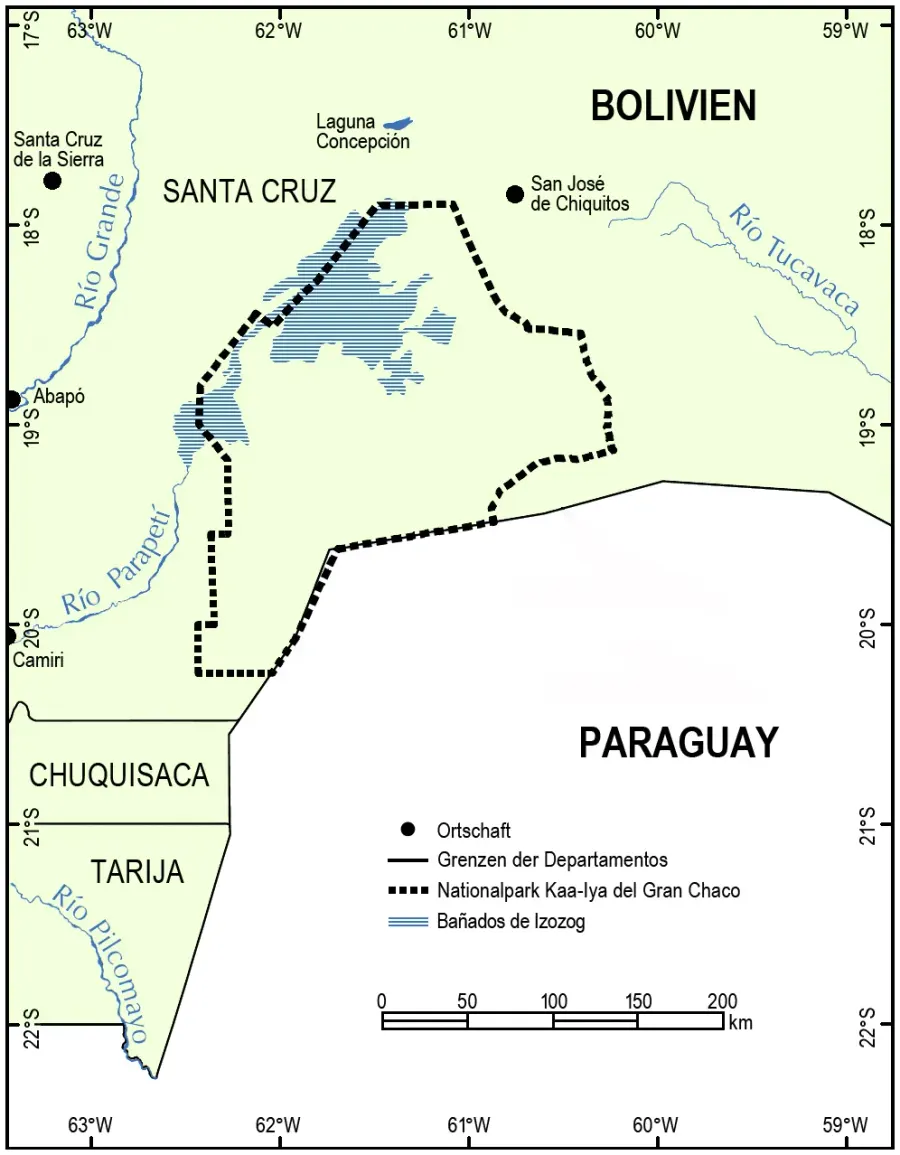 La carte Parc national Kaa Iya